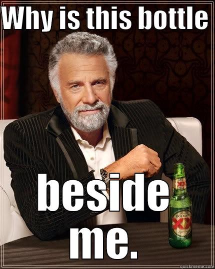 WHY IS THIS BOTTLE  BESIDE ME. The Most Interesting Man In The World