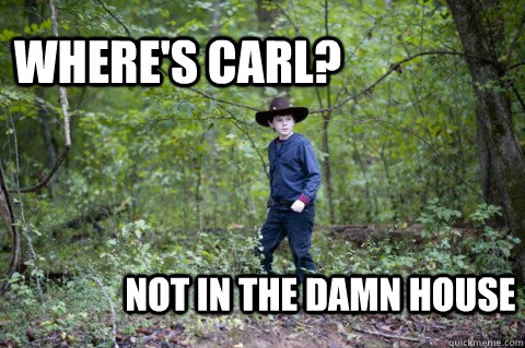 Where's Carl? Not in the damn house  Carl TWD