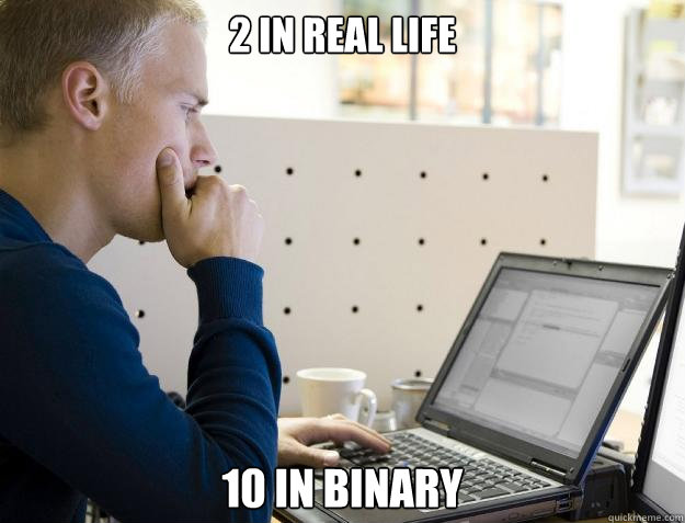 2 IN REAL LIFE 10 IN BINARY  Programmer