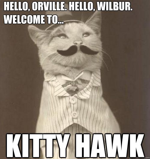 Hello, Orville. hello, wilbur. welcome to...  Kitty hawk  Original Business Cat