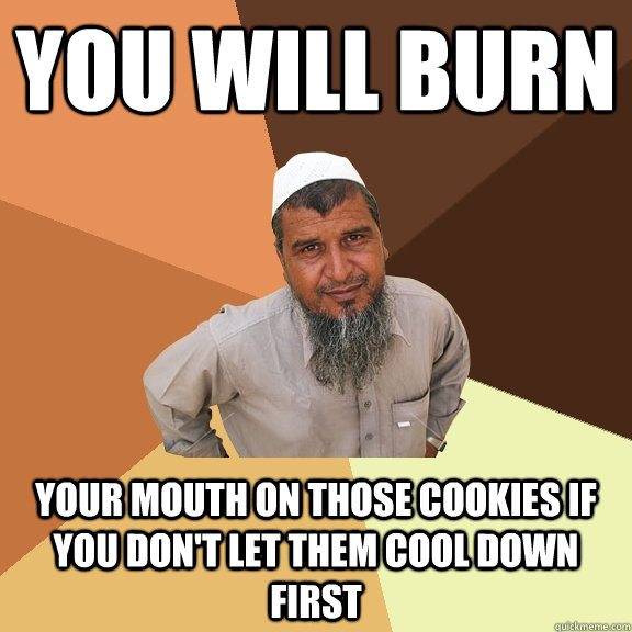 You will burn your mouth on those cookies if you don't let them cool down first   Ordinary Muslim Man