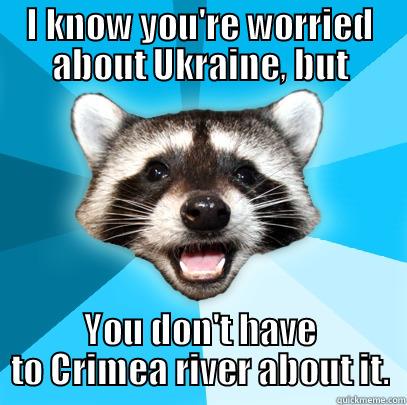 I KNOW YOU'RE WORRIED ABOUT UKRAINE, BUT YOU DON'T HAVE TO CRIMEA RIVER ABOUT IT. Lame Pun Coon