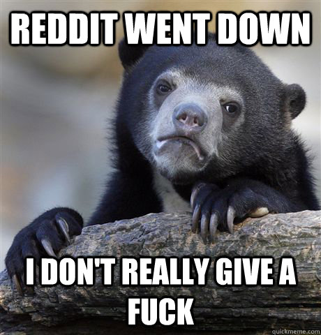 reddit went down i don't really give a fuck - reddit went down i don't really give a fuck  Confession Bear