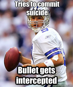 Tries to commit suicide  Bullet gets intercepted  