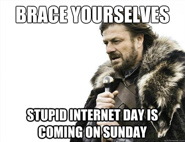 Brace yourselves stupid internet day is coming on sunday  Brace Yourselves - Borimir