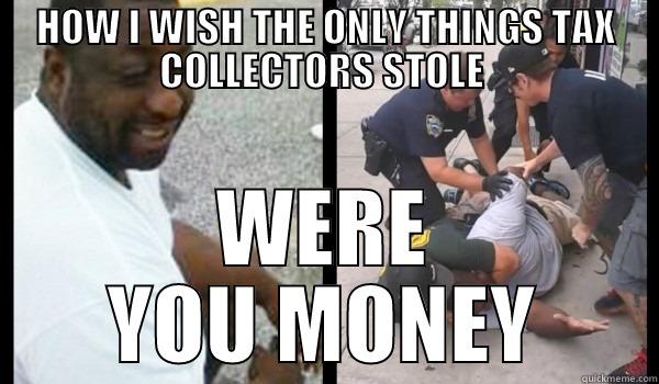 HOW I WISH THE ONLY THINGS TAX COLLECTORS STOLE  WERE YOU MONEY Misc