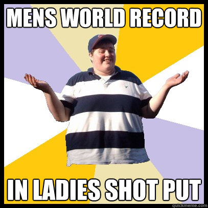 mens world record in ladies shot put  