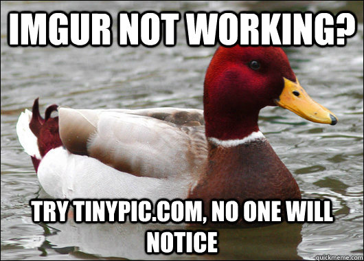 IMGUR not working? Try tinypic.com, no one will notice - IMGUR not working? Try tinypic.com, no one will notice  Malicious Advice Mallard