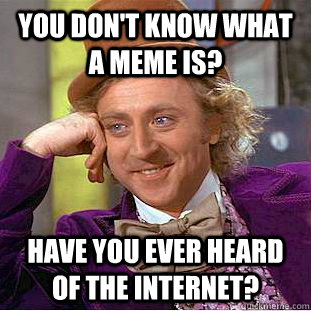 You don't know what a meme is? have you ever heard of the internet?  Creepy Wonka