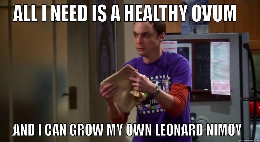 ALL I NEED IS A HEALTHY OVUM   AND I CAN GROW MY OWN LEONARD NIMOY  Misc