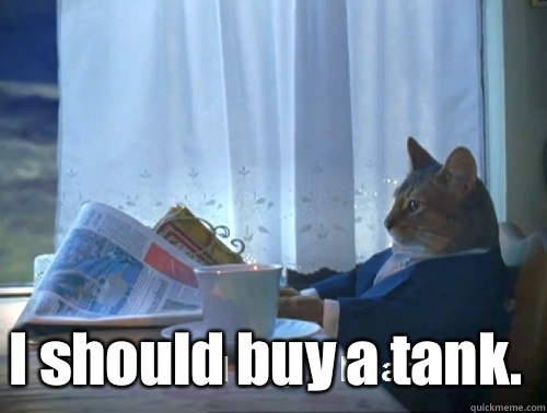  I should buy a tank. -  I should buy a tank.  Rich cat is rich