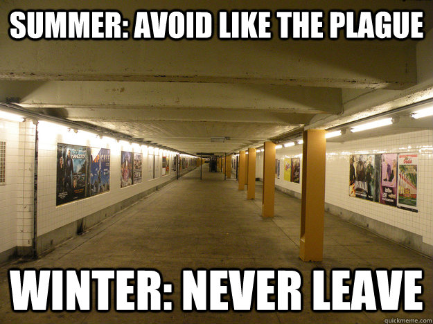 summer: avoid like the plague winter: never leave - summer: avoid like the plague winter: never leave  NYC Subway Transfer