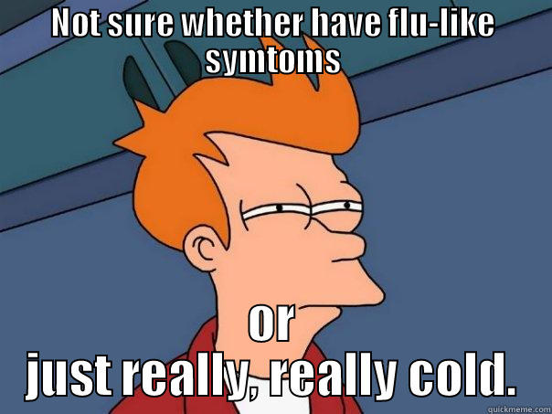 NOT SURE WHETHER HAVE FLU-LIKE SYMTOMS OR JUST REALLY, REALLY COLD. Futurama Fry