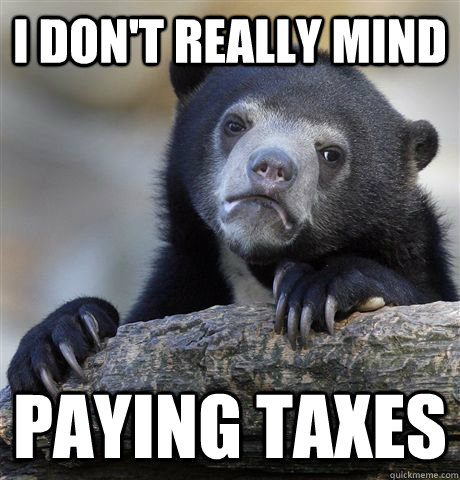 I don't really mind paying taxes  Confession Bear