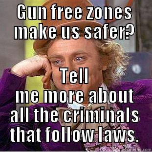 GUN FREE ZONES MAKE US SAFER? TELL ME MORE ABOUT ALL THE CRIMINALS THAT FOLLOW LAWS. Condescending Wonka