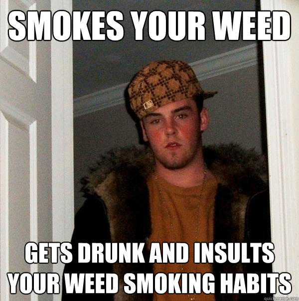 smokes your weed gets drunk and insults your weed smoking habits  Scumbag Steve