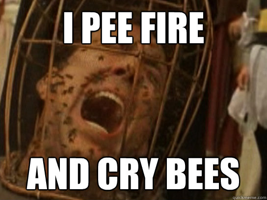 I pee fire And cry bees  Nicolas Cage