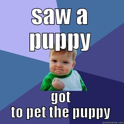 SAW A PUPPY GOT TO PET THE PUPPY Success Kid