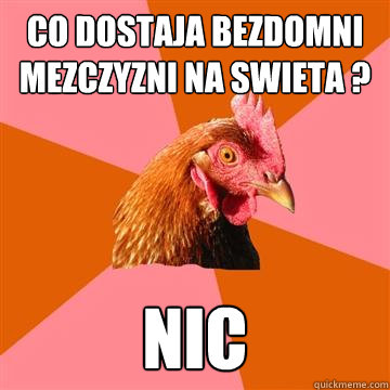 Co dostaja bezdomni mezczyzni na swieta ? nic  Anti-Joke Chicken