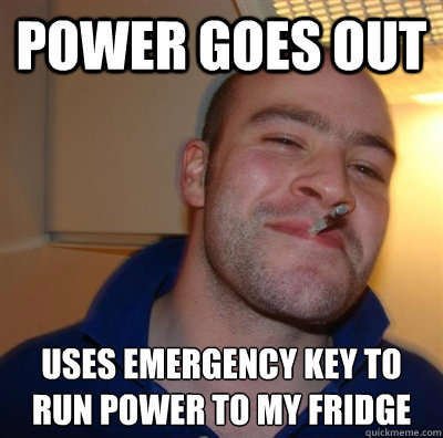 Power goes out uses emergency key to run power to my fridge  BF3 Good guy Greg