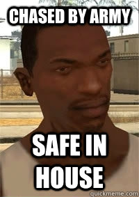 Chased by army Safe in house  San Andreas CJ