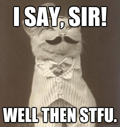 I say, Sir! Well then stfu.   Original Business Cat