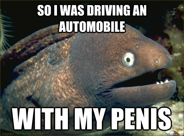 So I was driving an automobile with my penis  Bad Joke Eel