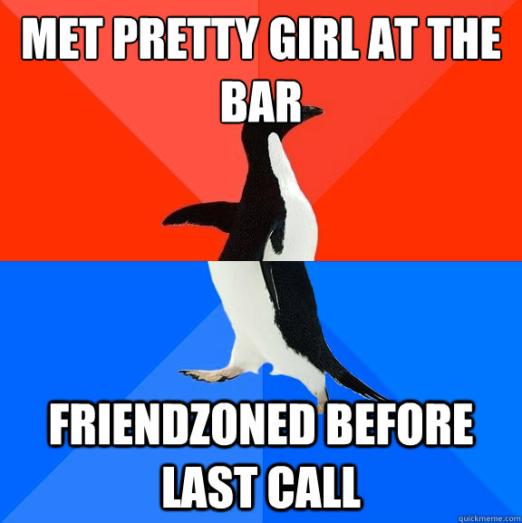 Met pretty girl at the bar friendzoned before last call  Socially Awesome Awkward Penguin