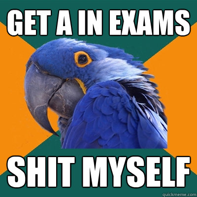 Get A in exams Shit myself  Paranoid Parrot