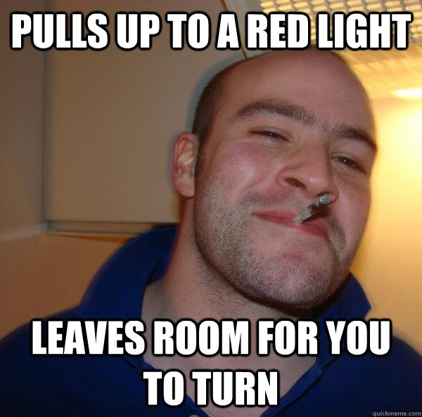 Pulls up to a red light Leaves room for you to turn  - Pulls up to a red light Leaves room for you to turn   Misc