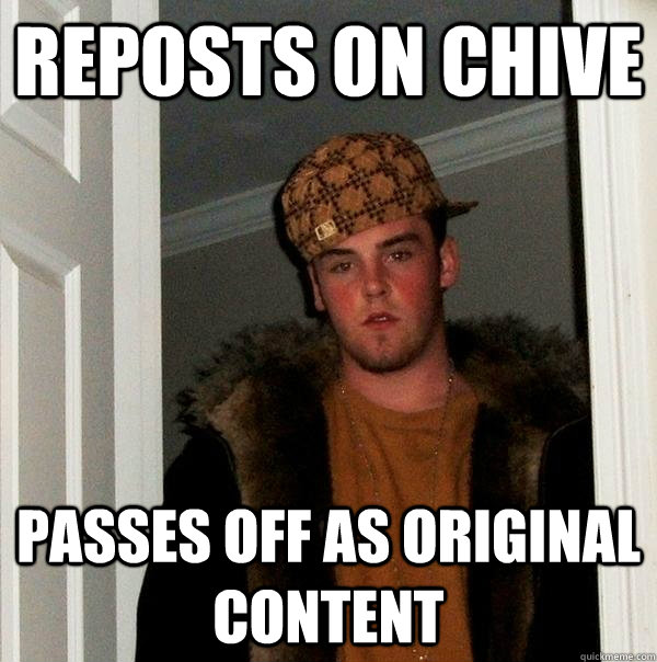 Reposts on Chive Passes off as original content - Reposts on Chive Passes off as original content  Scumbag Steve