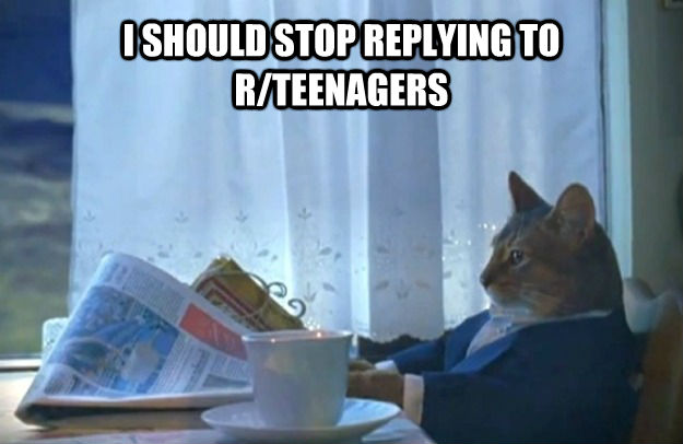 I SHOULD STOP REPLYING TO R/TEENAGERS   Sophisticated Cat