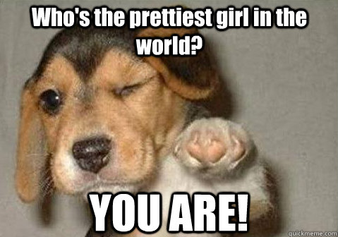 YOU ARE! Who's the prettiest girl in the world? - YOU ARE! Who's the prettiest girl in the world?  winking pointing puppy