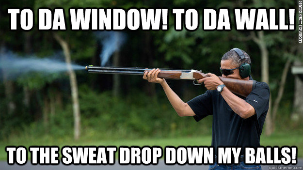 To Da Window! To Da Wall! To the sweat drop down my balls! - To Da Window! To Da Wall! To the sweat drop down my balls!  Obama Skeet