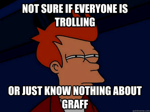 Not sure if everyone is trolling or just know nothing about graff - Not sure if everyone is trolling or just know nothing about graff  Futurama Fry in the dark