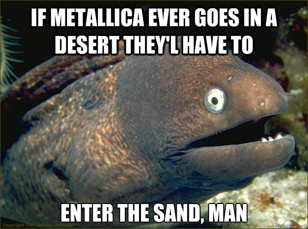 if metallica ever goes in a desert they'l have to enter the sand, man  Bad Joke Eel