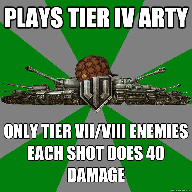 Plays Tier IV Arty Only Tier VII/VIII Enemies
Each Shot Does 40 Damage  Scumbag World of Tanks