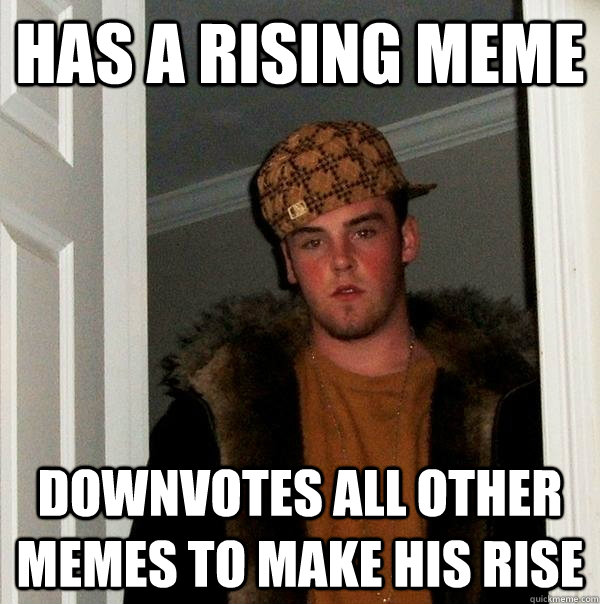 Has a rising meme downvotes all other memes to make his rise  Scumbag Steve