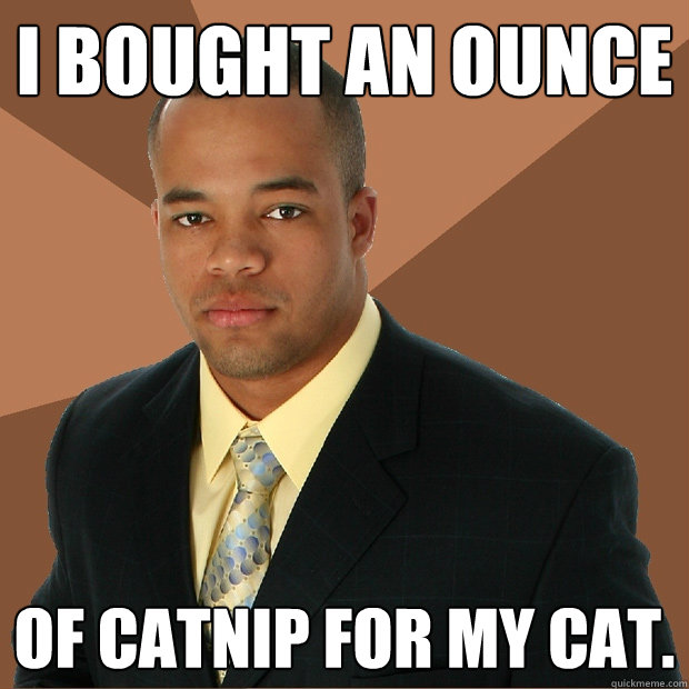 i bought an ounce of catnip for my cat.  Successful Black Man