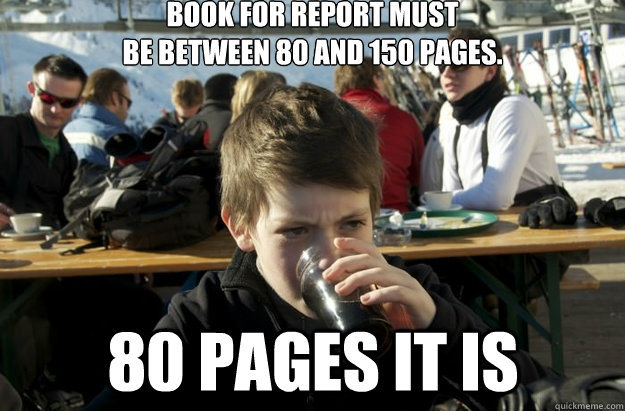 Book for report must
be between 80 and 150 pages. 80 pages it is  Lazy Primary School Student