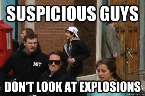 suspicious guys  don't look at explosions - suspicious guys  don't look at explosions  White hat suspect