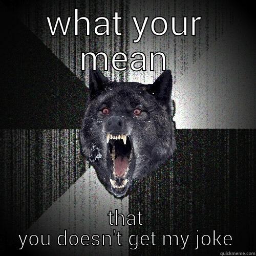 WHAT YOUR MEAN THAT YOU DOESN'T GET MY JOKE Insanity Wolf
