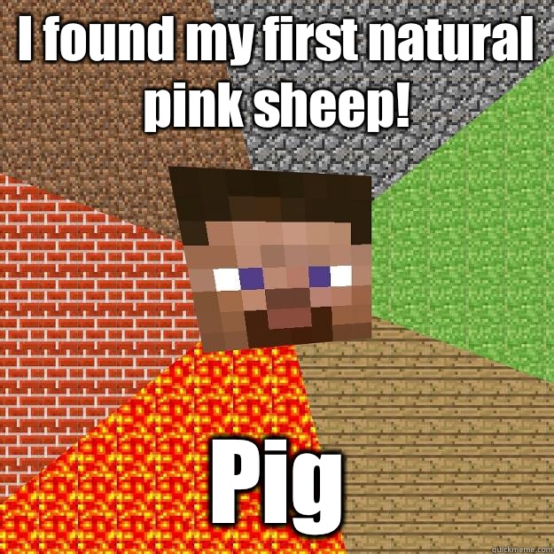 I found my first natural pink sheep! Pig  Minecraft