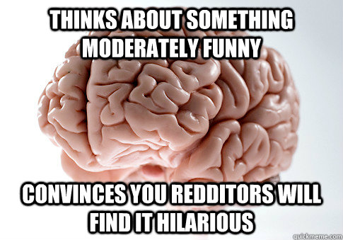 thinks about something moderately funny convinces you redditors will find it hilarious  Scumbag Brain