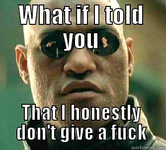 WHAT IF I TOLD YOU THAT I HONESTLY DON'T GIVE A FUCK Matrix Morpheus