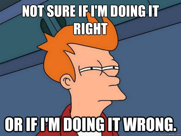 Not sure if I'm doing it right Or if I'm doing it wrong.  Futurama Fry