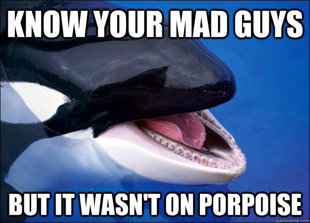 know your mad guys But it wasn't on porpoise  