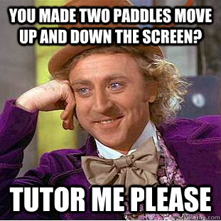 You made two paddles move up and down the screen? Tutor me please  Condescending Wonka