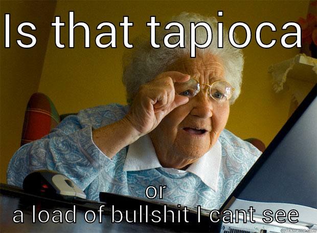 IS THAT TAPIOCA  OR A LOAD OF BULLSHIT I CANT SEE Grandma finds the Internet