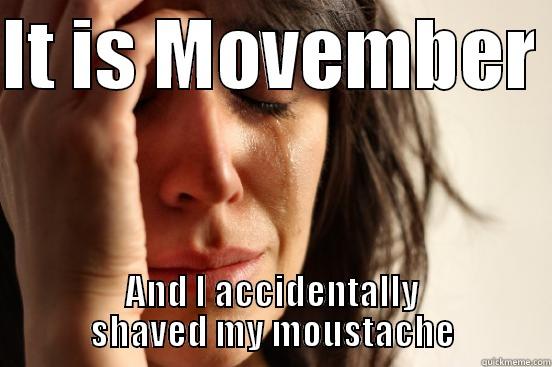 IT IS MOVEMBER  AND I ACCIDENTALLY SHAVED MY MOUSTACHE First World Problems
